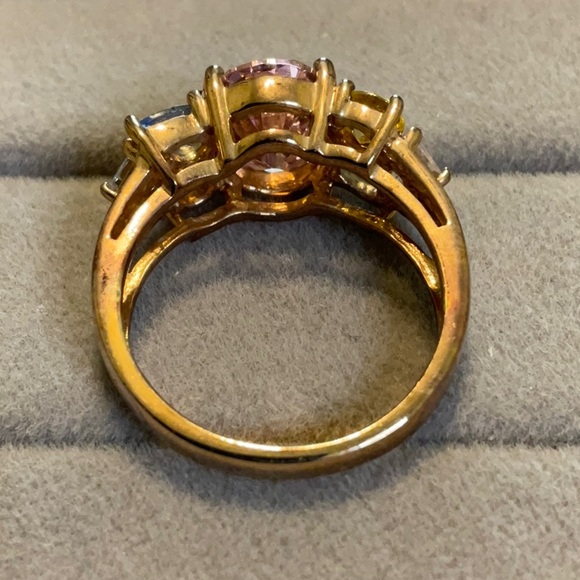 Gold plated sterling silver ring with multi colored stones - Picture 5 of 5